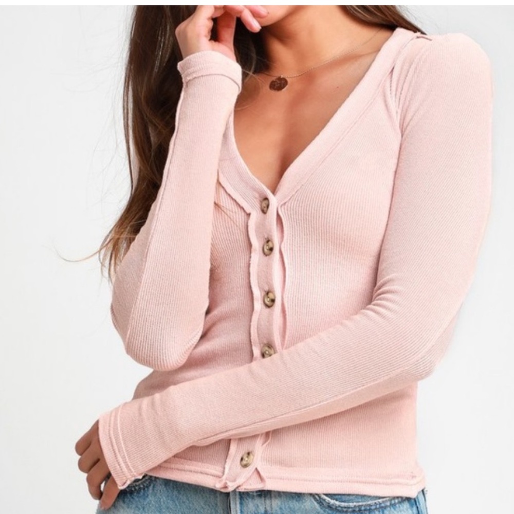 Free People Call Me Cardigan Sweater in Blush Pink size Large (L)